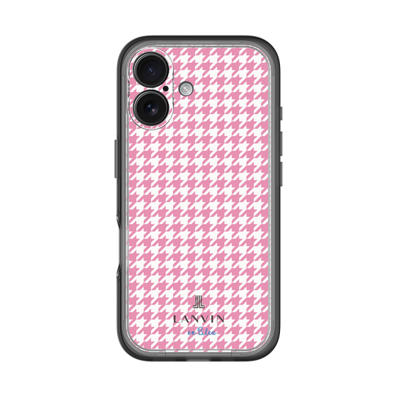 スリムプロテクションプレミアムケース［ Houndstooth Pattern Pink with LANVIN en Bleu logo- ランバン 千鳥格子柄 ピンク ］