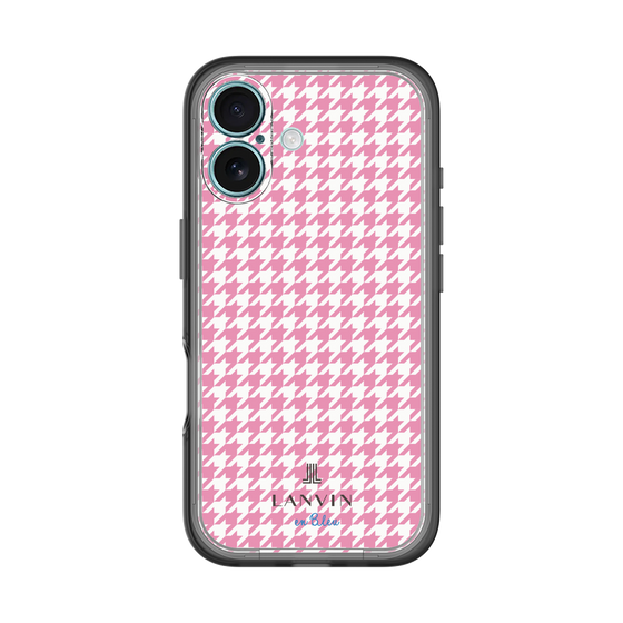 スリムプロテクションプレミアムケース［ Houndstooth Pattern Pink with LANVIN en Bleu logo- ランバン 千鳥格子柄 ピンク ］