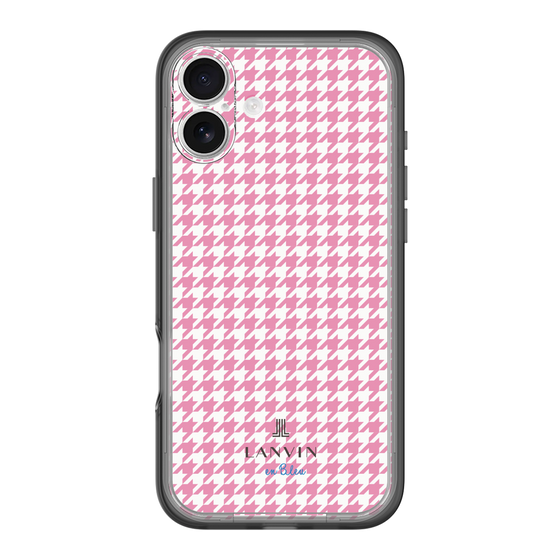 スリムプロテクションプレミアムケース［ Houndstooth Pattern Pink with LANVIN en Bleu logo- ランバン 千鳥格子柄 ピンク ］
