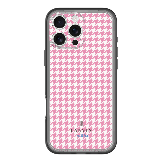 スリムプロテクションプレミアムケース［ Houndstooth Pattern Pink with LANVIN en Bleu logo- ランバン 千鳥格子柄 ピンク ］