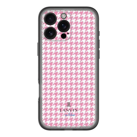 スリムプロテクションプレミアムケース［ Houndstooth Pattern Pink with LANVIN en Bleu logo- ランバン 千鳥格子柄 ピンク ］
