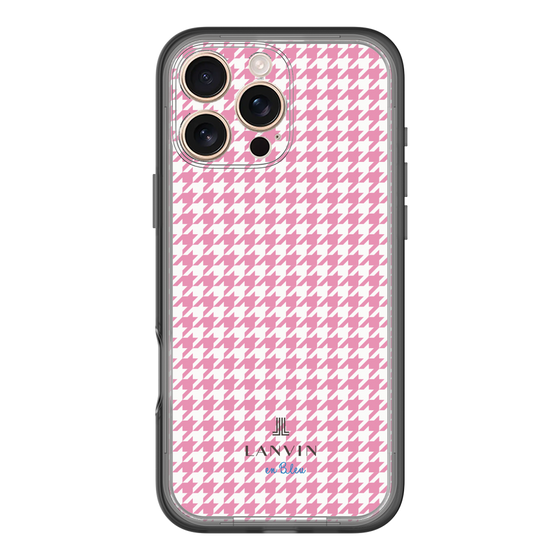 スリムプロテクションプレミアムケース［ Houndstooth Pattern Pink with LANVIN en Bleu logo- ランバン 千鳥格子柄 ピンク ］