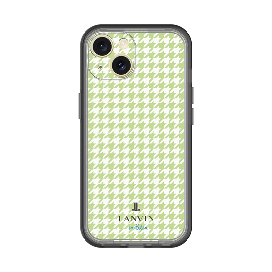 スリムプロテクションプレミアムケース［ Houndstooth Pattern Green with LANVIN en Bleu logo- ランバン 千鳥格子柄 グリーン ］