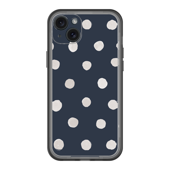スリムプロテクションプレミアムケース［ 水彩ドット・レトロカラー - Navy ］