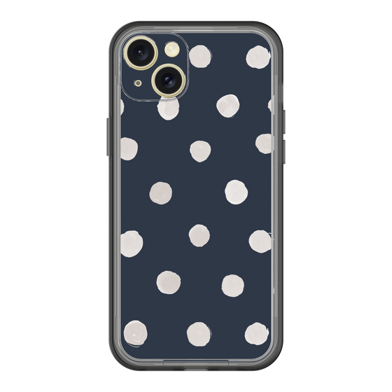 スリムプロテクションプレミアムケース［ 水彩ドット・レトロカラー - Navy ］