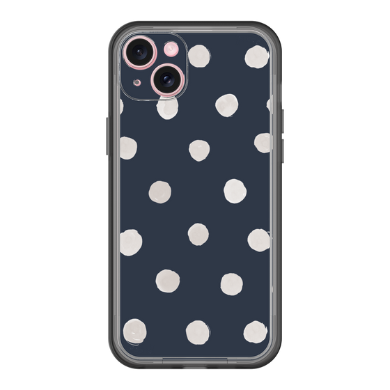 スリムプロテクションプレミアムケース［ 水彩ドット・レトロカラー - Navy ］