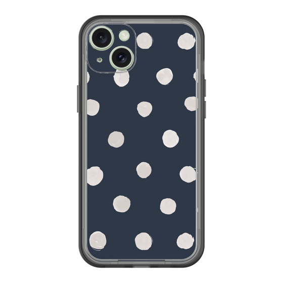 スリムプロテクションプレミアムケース［ 水彩ドット・レトロカラー - Navy ］