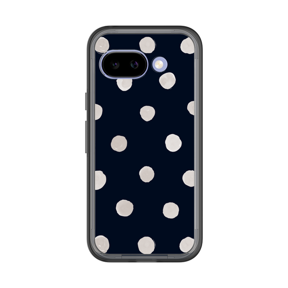 スリムプロテクションプレミアムケース［ 水彩ドット・レトロカラー - Navy ］
