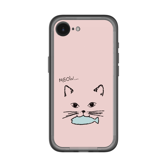 スリムプロテクションプレミアムケース［ 食いしん坊なねこ - Pink ］