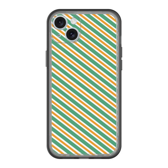 スリムプロテクションプレミアムケース［ Small Stripe - Green × Orange ］