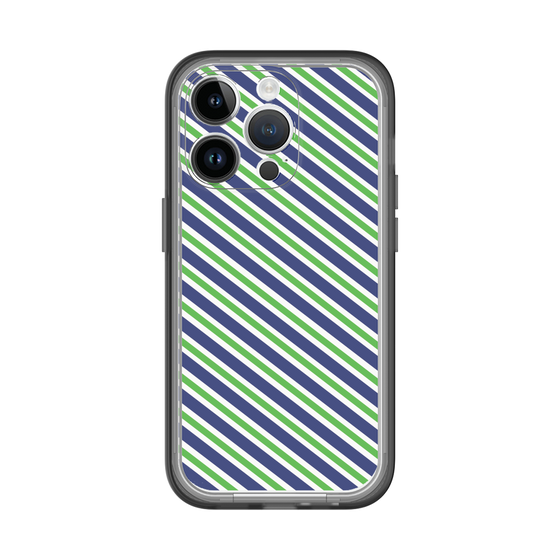 スリムプロテクションプレミアムケース［ Small Stripe - Navy × Green ］