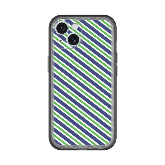 スリムプロテクションプレミアムケース［ Small Stripe - Navy × Green ］