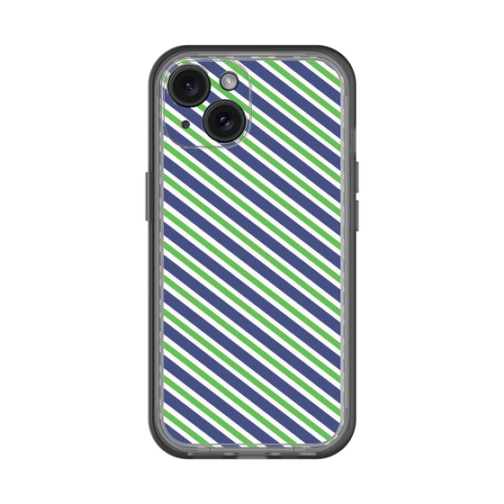 スリムプロテクションプレミアムケース［ Small Stripe - Navy × Green ］