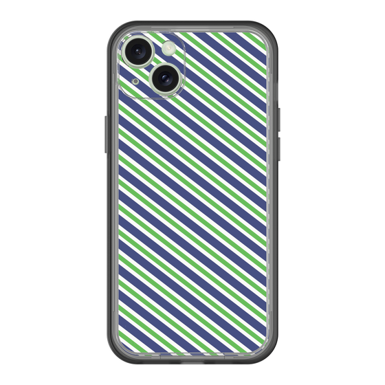 スリムプロテクションプレミアムケース［ Small Stripe - Navy × Green ］