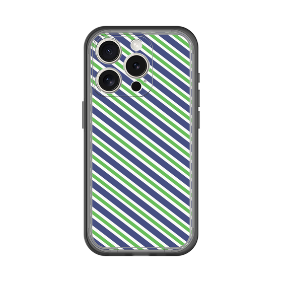 スリムプロテクションプレミアムケース［ Small Stripe - Navy × Green ］