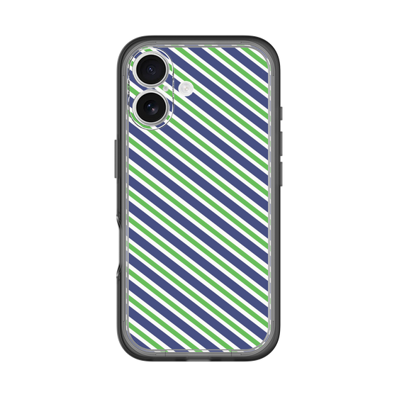 スリムプロテクションプレミアムケース［ Small Stripe - Navy × Green ］