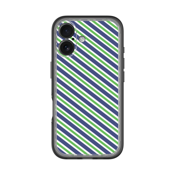 スリムプロテクションプレミアムケース［ Small Stripe - Navy × Green ］