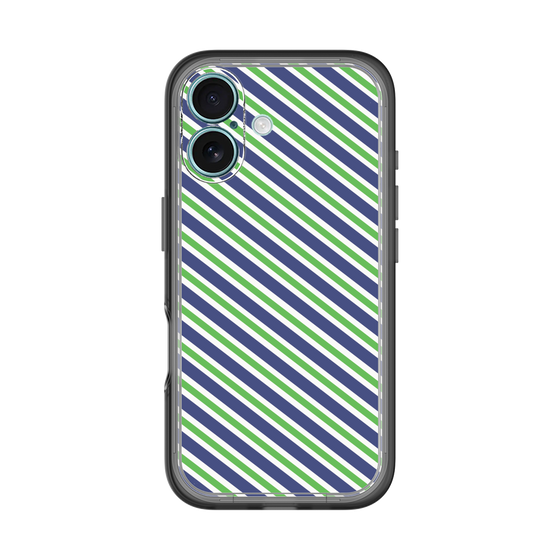 スリムプロテクションプレミアムケース［ Small Stripe - Navy × Green ］