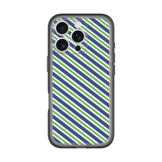 スリムプロテクションプレミアムケース［ Small Stripe - Navy × Green ］