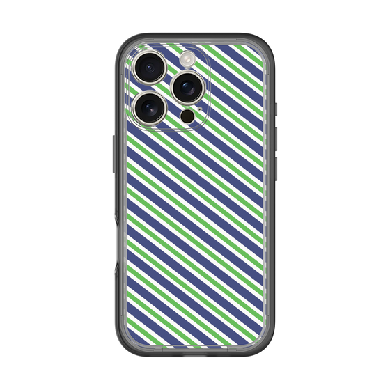 スリムプロテクションプレミアムケース［ Small Stripe - Navy × Green ］