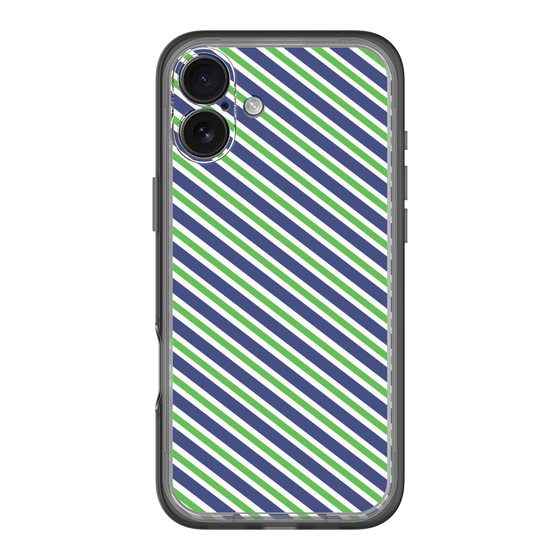 スリムプロテクションプレミアムケース［ Small Stripe - Navy × Green ］