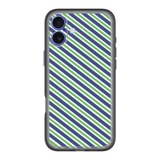 スリムプロテクションプレミアムケース［ Small Stripe - Navy × Green ］