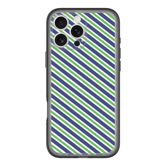 スリムプロテクションプレミアムケース［ Small Stripe - Navy × Green ］