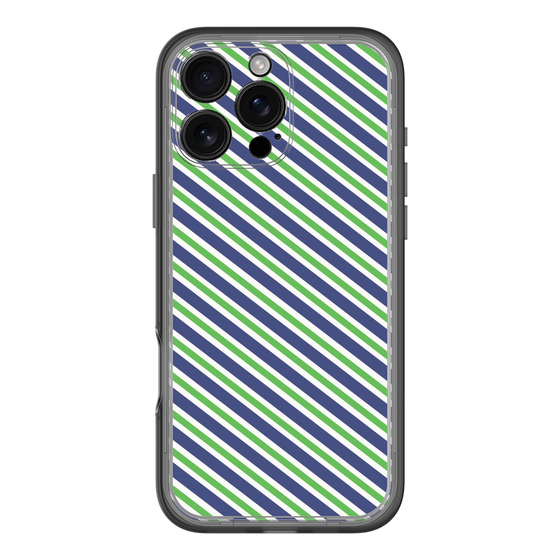 スリムプロテクションプレミアムケース［ Small Stripe - Navy × Green ］