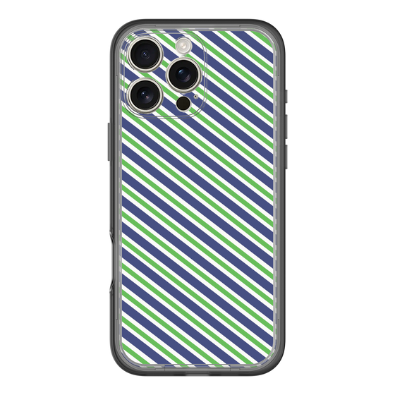 スリムプロテクションプレミアムケース［ Small Stripe - Navy × Green ］