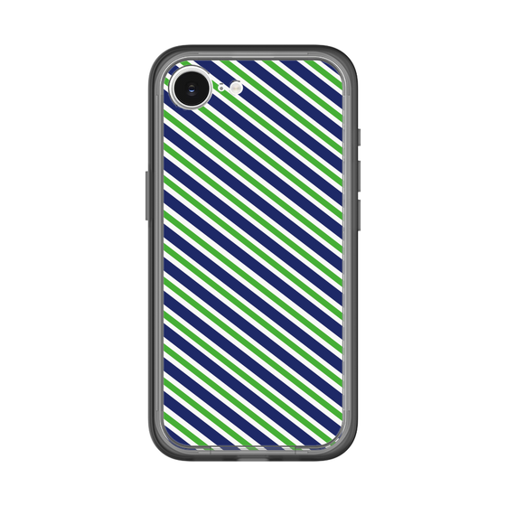スリムプロテクションプレミアムケース［ Small Stripe - Navy × Green ］