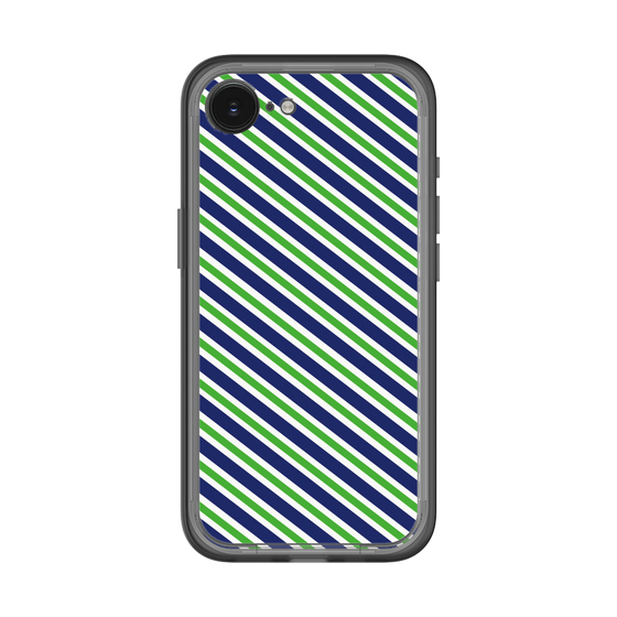 スリムプロテクションプレミアムケース［ Small Stripe - Navy × Green ］