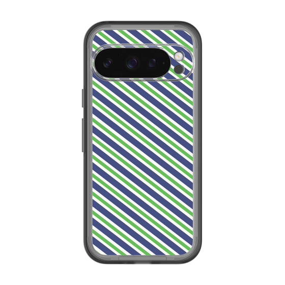 スリムプロテクションプレミアムケース［ Small Stripe - Navy × Green ］