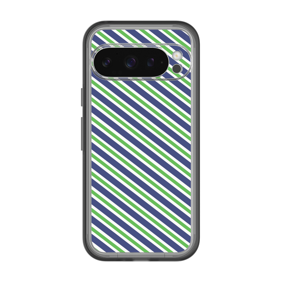 スリムプロテクションプレミアムケース［ Small Stripe - Navy × Green ］