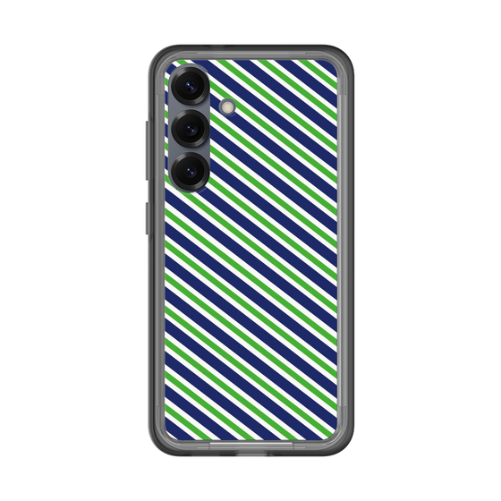 スリムプロテクションプレミアムケース［ Small Stripe - Navy × Green ］