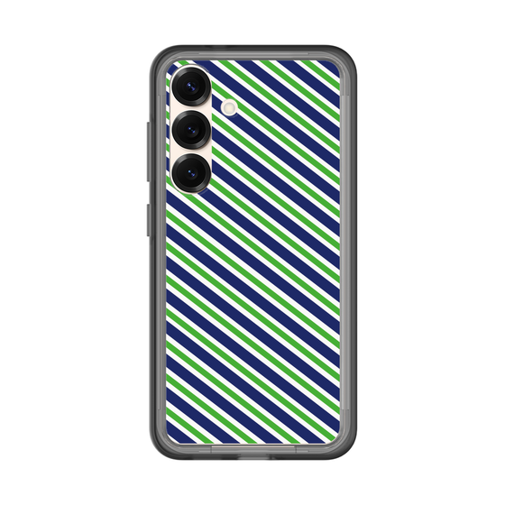 スリムプロテクションプレミアムケース［ Small Stripe - Navy × Green ］