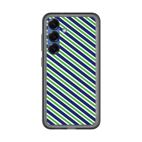 スリムプロテクションプレミアムケース［ Small Stripe - Navy × Green ］