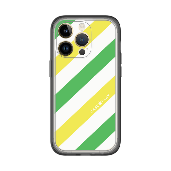 スリムプロテクションプレミアムケース［ Big Stripe - Green × Yellow ］