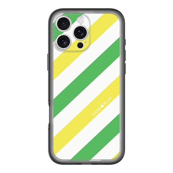 スリムプロテクションプレミアムケース［ Big Stripe - Green × Yellow ］