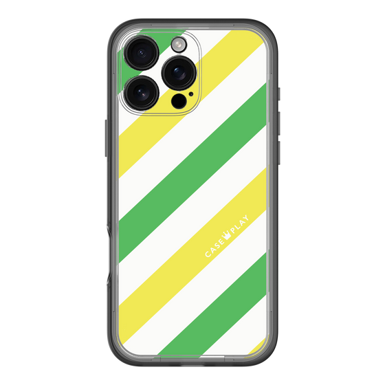 スリムプロテクションプレミアムケース［ Big Stripe - Green × Yellow ］