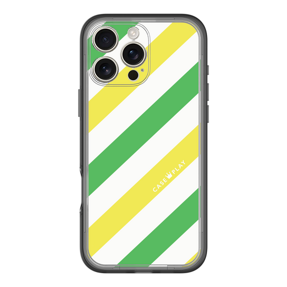 スリムプロテクションプレミアムケース［ Big Stripe - Green × Yellow ］