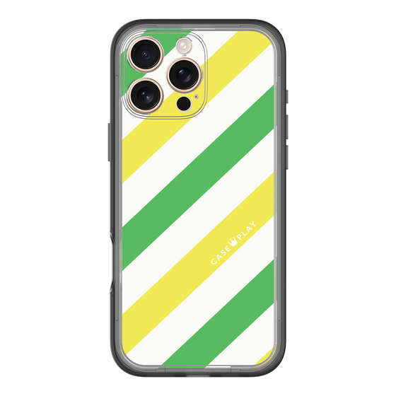 スリムプロテクションプレミアムケース［ Big Stripe - Green × Yellow ］