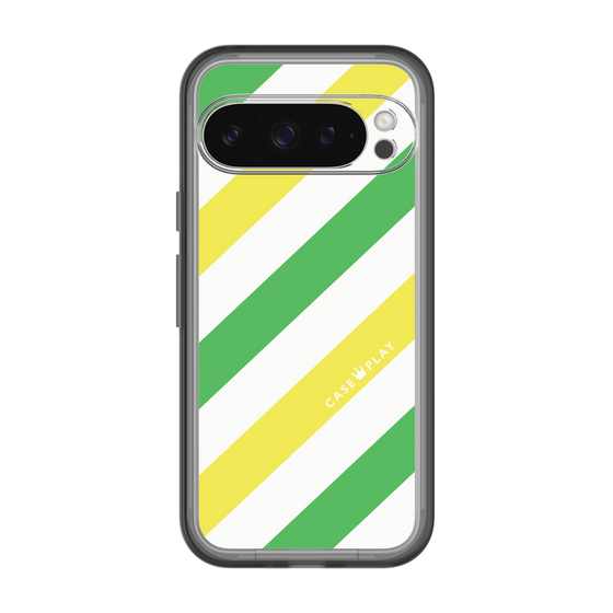 スリムプロテクションプレミアムケース［ Big Stripe - Green × Yellow ］