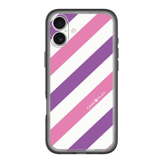 スリムプロテクションプレミアムケース［ Big Stripe - Purple × Pink ］