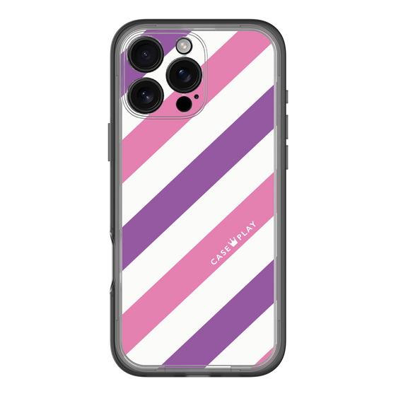 スリムプロテクションプレミアムケース［ Big Stripe - Purple × Pink ］