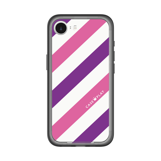 スリムプロテクションプレミアムケース［ Big Stripe - Purple × Pink ］