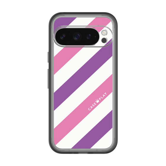 スリムプロテクションプレミアムケース［ Big Stripe - Purple × Pink ］