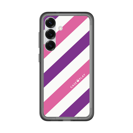 スリムプロテクションプレミアムケース［ Big Stripe - Purple × Pink ］