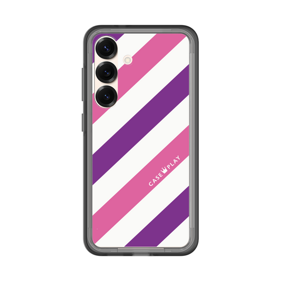 スリムプロテクションプレミアムケース［ Big Stripe - Purple × Pink ］