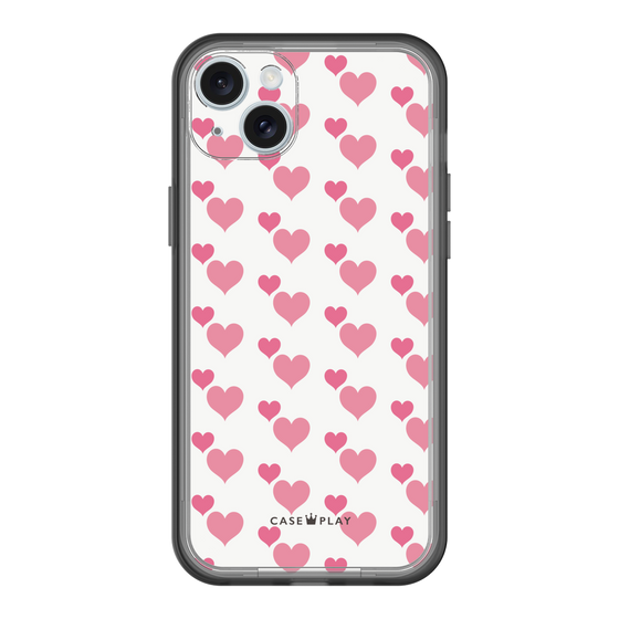スリムプロテクションプレミアムケース［ Stripe Hearts - Pink ］