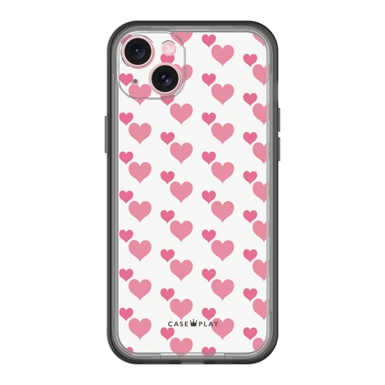 スリムプロテクションプレミアムケース［ Stripe Hearts - Pink ］